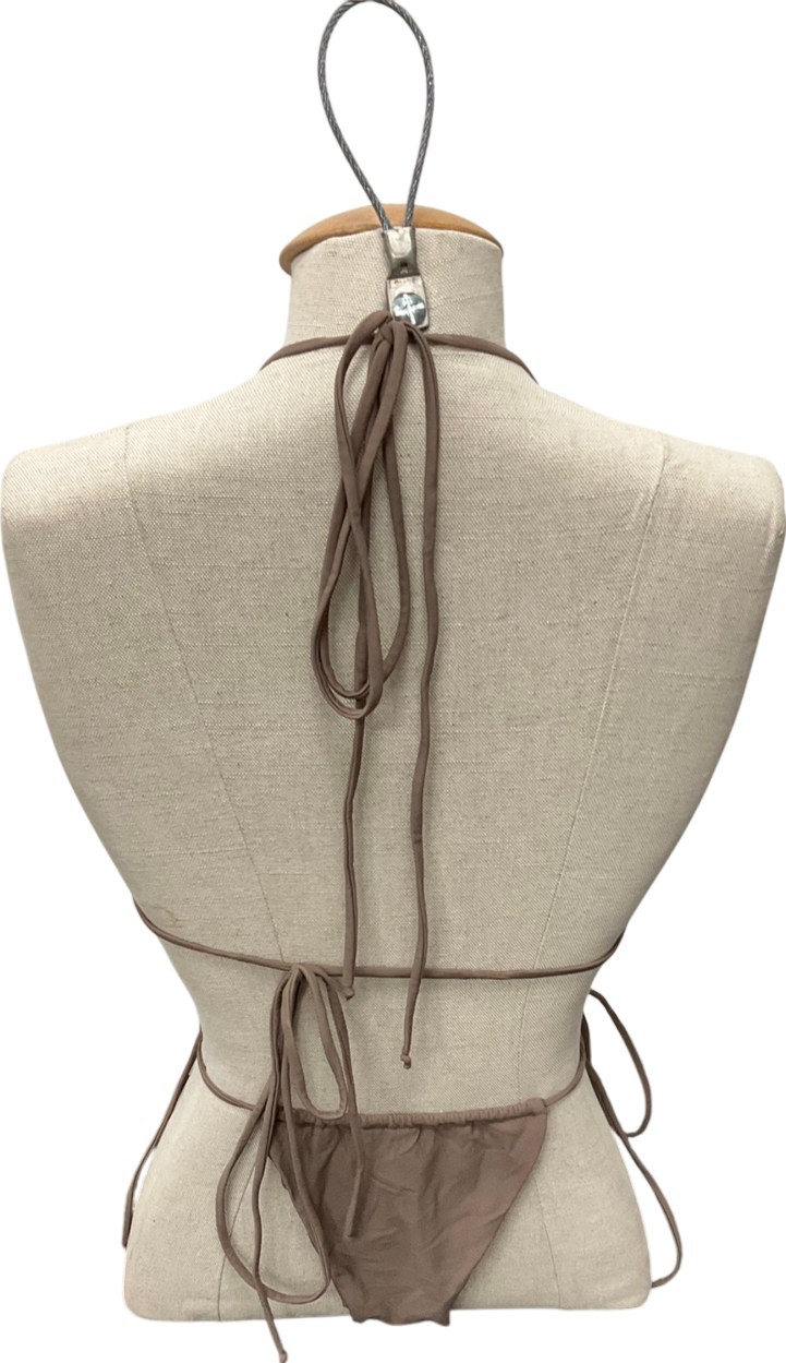 Gen- Re Brown Brow Tie Up Bikini Set UK XS
