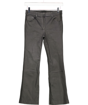 Theory Black Leather Kick Flare Jeans UK XXXS