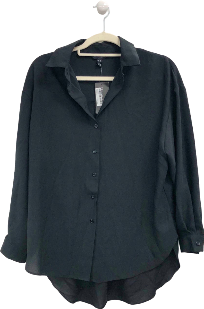 New Look Black Collared Long Sleeve Shirt UK 8