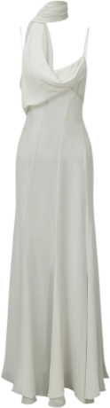 COURTNEY ZHENG Grey Ophelia Scarf Panelled Silk Gown UK M