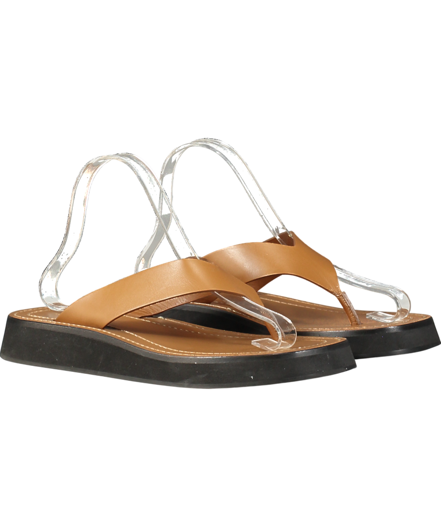 The Row Brown Ginza Leather Platform Flip Flops UK 5 EU 38 👠