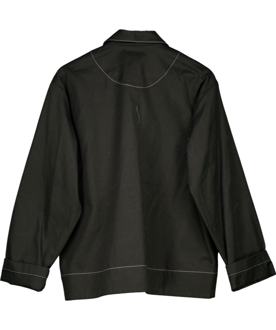 Acne Studios Black Oversized Jacket With Contrast Stitch And Button Detail UK M