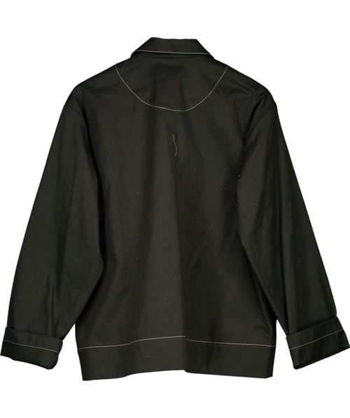 Acne Studios Black Oversized Jacket With Contrast Stitch And Button Detail UK M