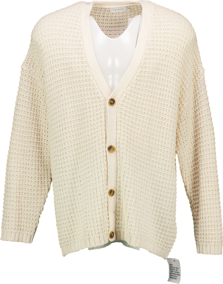 Topman Cream Knitted Cardigan UK XL