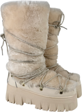 MY SUNDAY SKI Lug Tread Shearling Snow Boots - Tall Cream UK 6 EU 39 👠