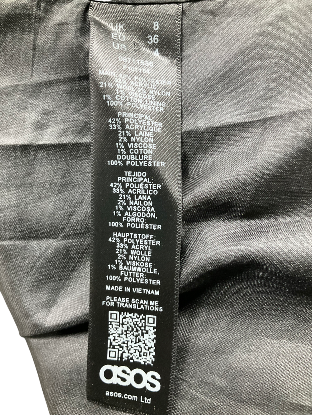 ASOS Beige Vibrant Tartan Over Coat UK 8