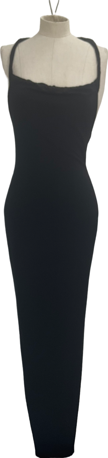 Ego Bardot Ruched Bum Twisted Detail Maxi Dress In Black UK 8