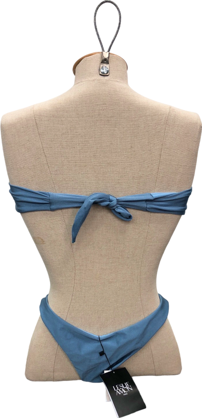 Leslie Amon Teal Blue Bandeau Bikini Set UK M