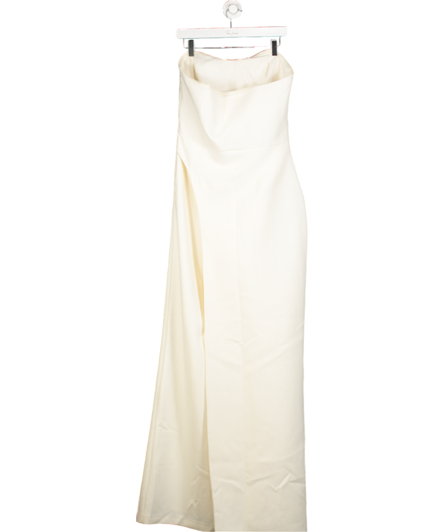 safiyaa White Safiyaa Layered Strapless Crepe Jumpsuit UK 14