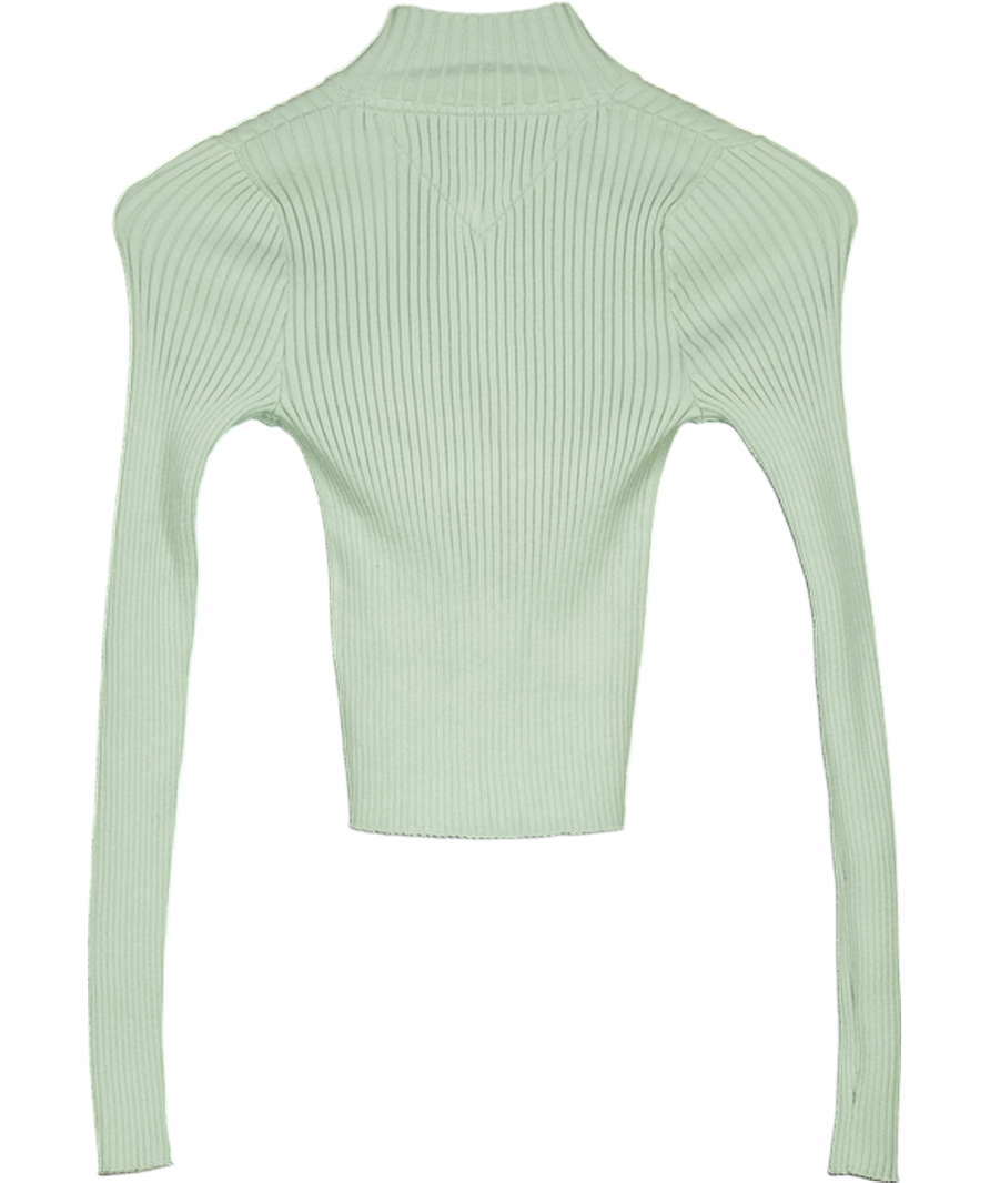 Tommy Hilfiger Green Ribbed Zip-thru Slim Cardigan UK XS