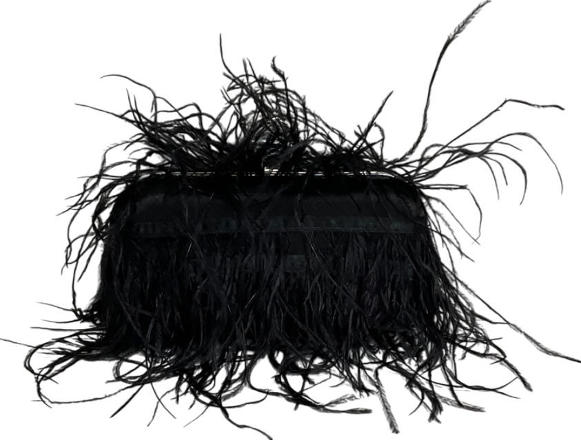 boohoo Black Faux Fur Clutch Bag One Size