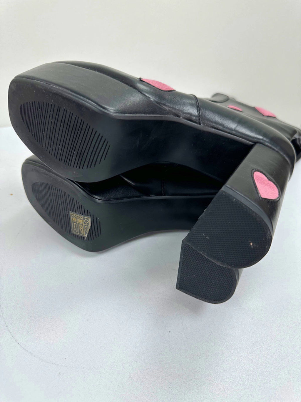 La MODA Black/Pink Heart Detail Platform Boots EU 41 UK 8