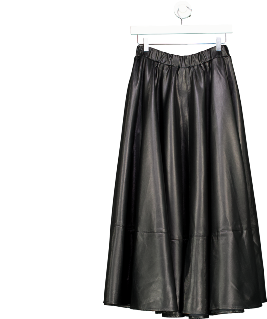 Karen Millen Black Faux Leather Full Maxi Skirt UK 10