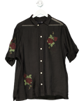 All Saints Black Wildrose Embroidered Sheer Shirt UK L