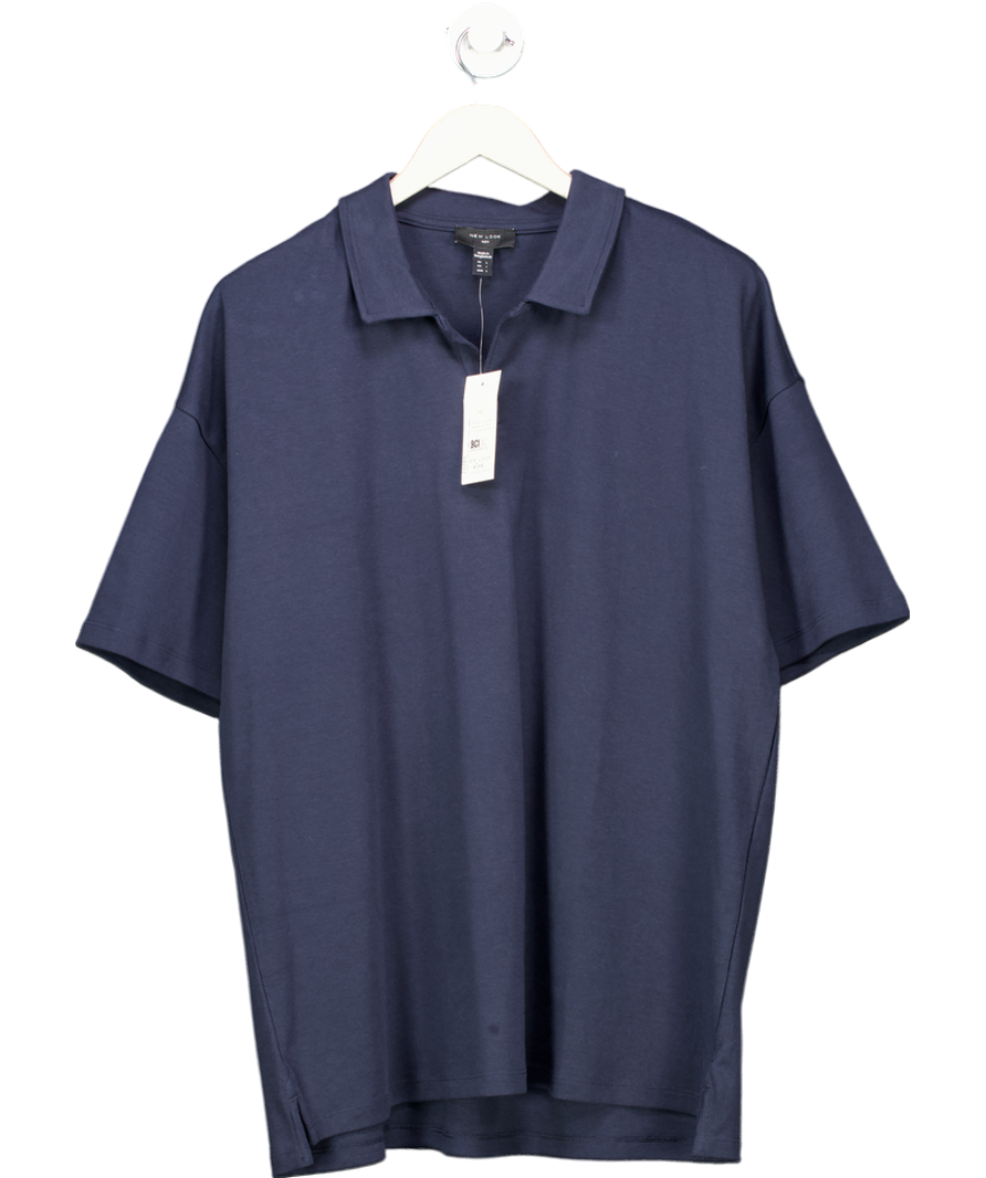 New Look Blue Short Sleeve Revere Polo Shirt UK L