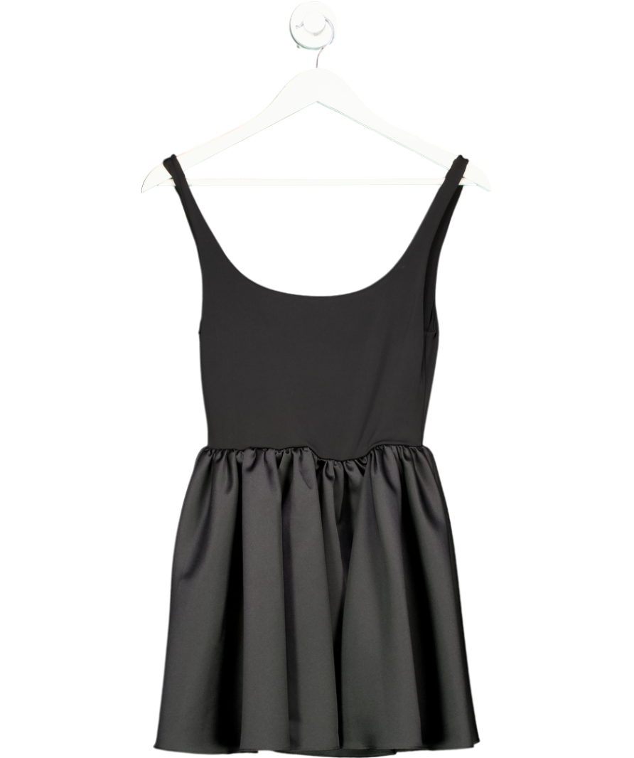 The Andamane Black Sleeveless Mini Dress With Satin Skirt UK 10