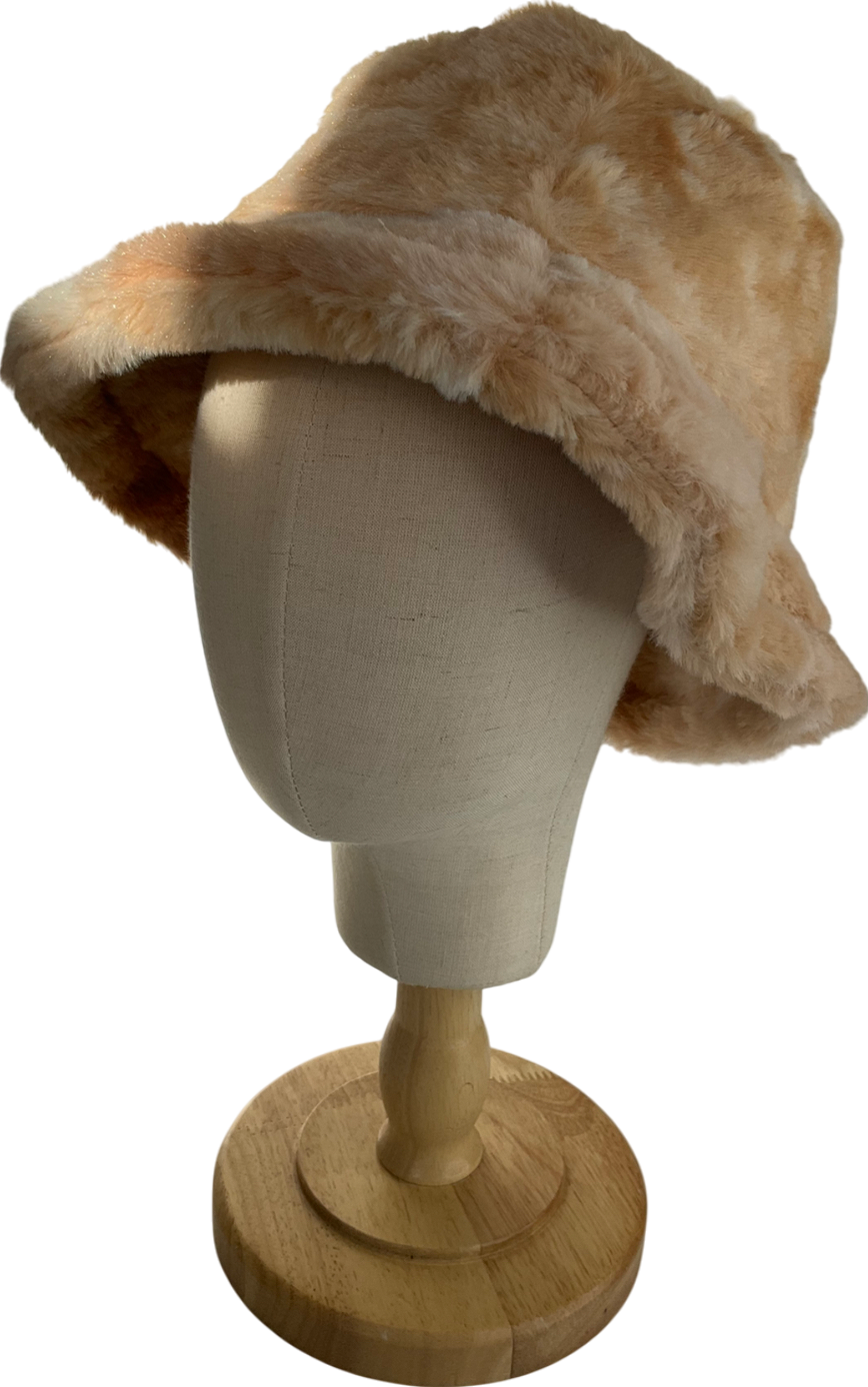 Beige Faux Fur Hat One Size