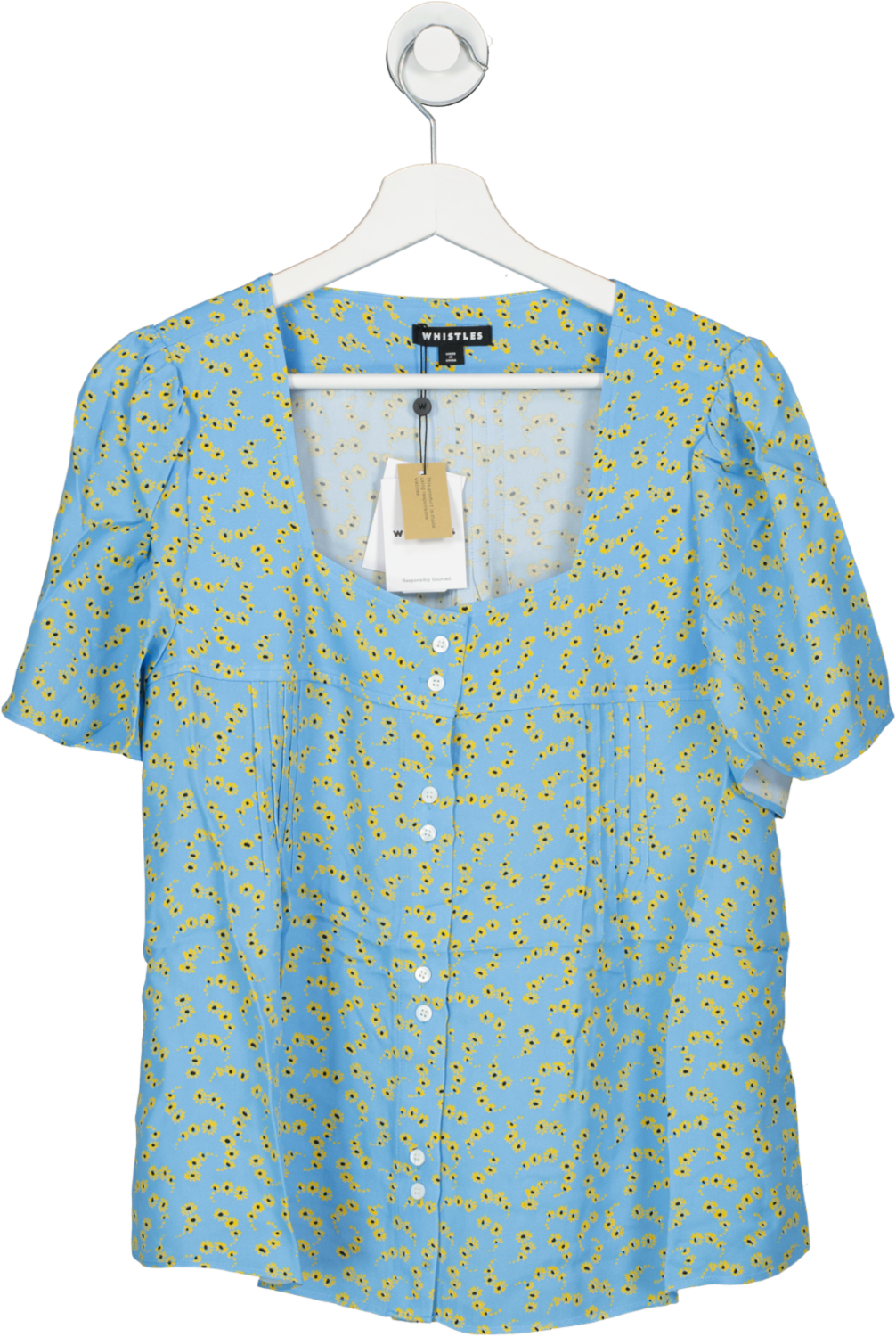 Whistles Blue Floral Square Neck Blouse BNWT UK 16