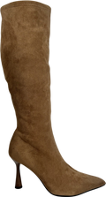 SOSANDAR Beige Camel Faux Suede Knee High Flared Boots UK 6 EU 39 👠