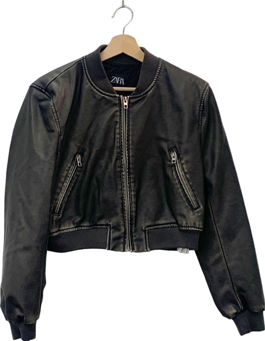 Zara Black Bomber Jacket Size UK 8