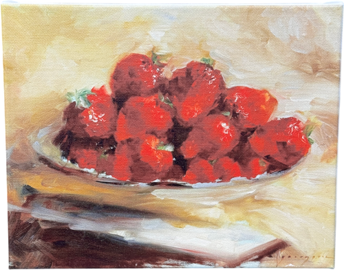 Artfully Walls Summer Strawberries Oil On Canvas Print By Georgesse Gomez