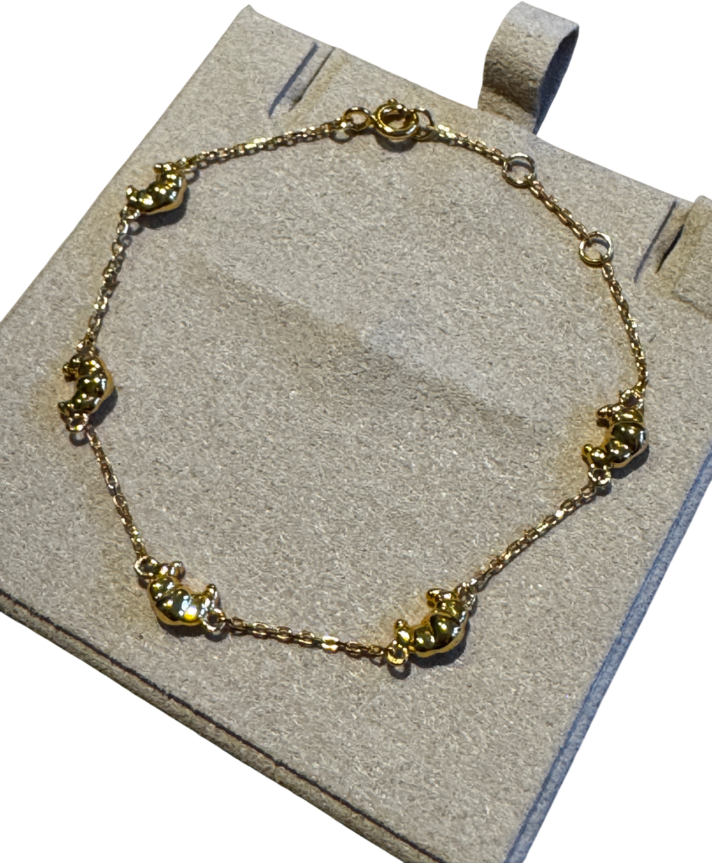 SUIHE 18k Yellow Gold Vermeil Over Sterling Silver Croissant Mini Charm Bracelet