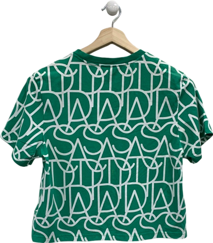 Adidas Green Patterned T-Shirt UK S