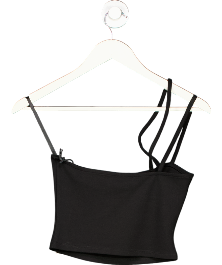 Privacy Please Black One Shoulder Crop Top UK XS