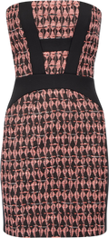 MAJE Black / Pink Tweed Jacquard Bandeau Strapless Bodycon Mini Dress Fr40 UK 12