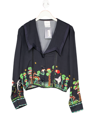 Hayley Menzies Black Memories Of Utopia Embellished Crepe Blouse UK S