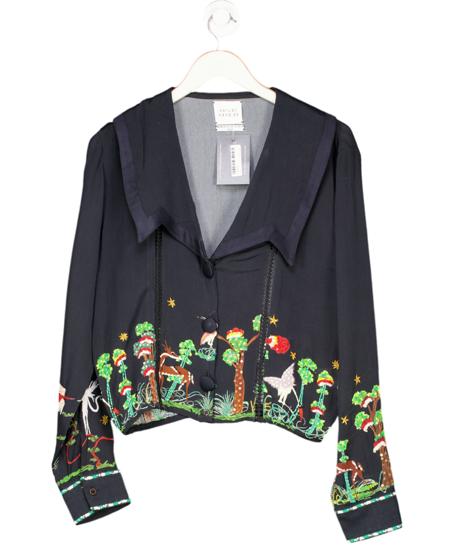 Hayley Menzies Black Memories Of Utopia Embellished Crepe Blouse UK S