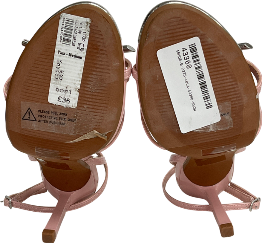 River Island Pink Bow Heeled Sandals UK 3 EU 36 👠