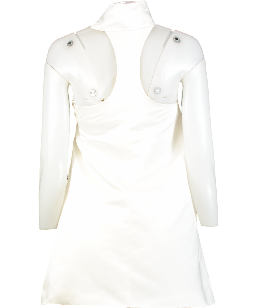 Maximilian White Grace Duchesse Satin Mini Dress UK 6