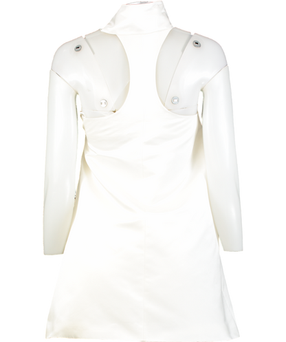 Maximilian White Grace Duchesse Satin Mini Dress UK 6