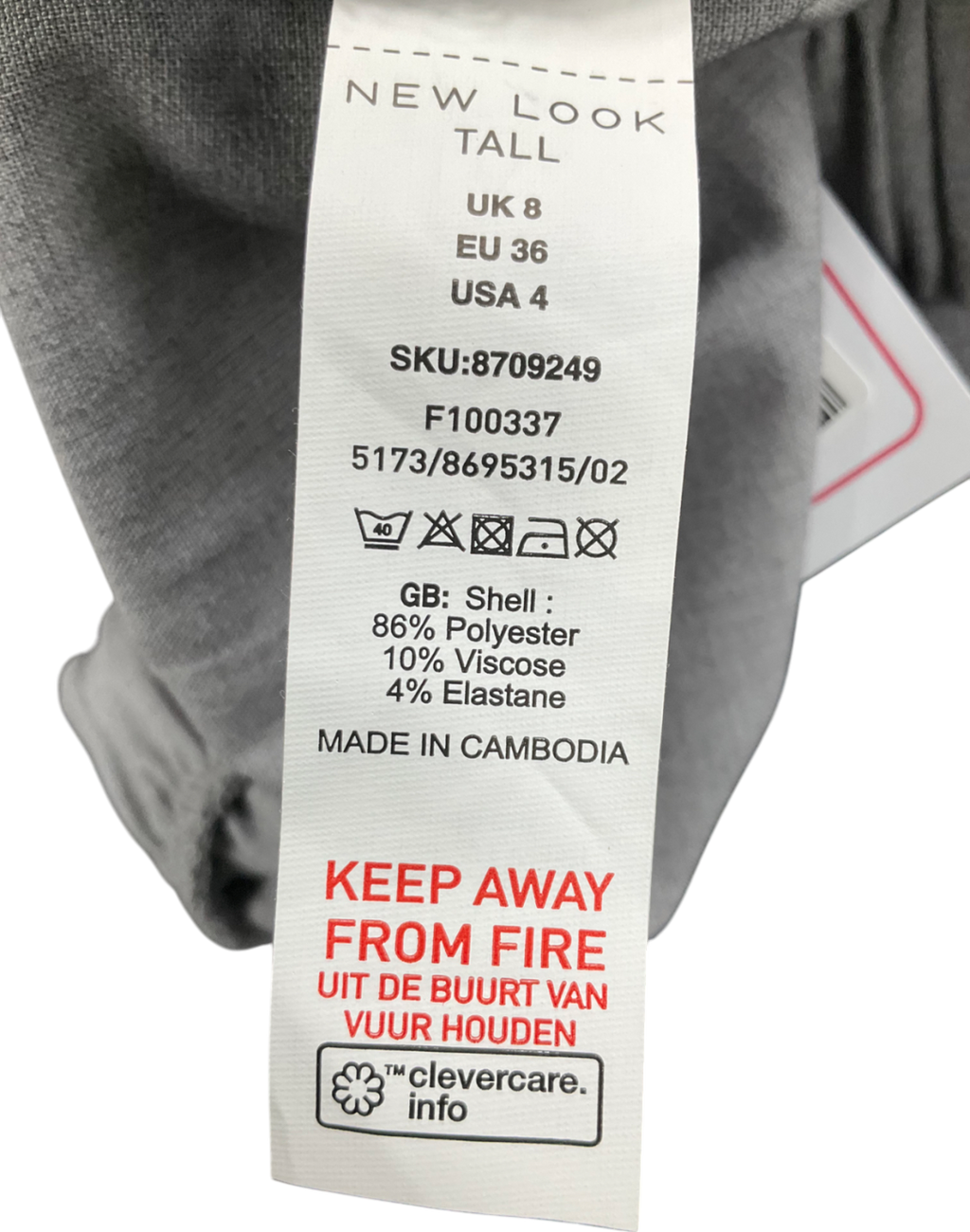 New Look Grey Tall Marl Wide Leg Trousers UK 8