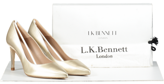 LK Bennett Metallic Soft Gold Soft Nappa Leather Pointed Toe Courts BNIB UK 5 EU 38 👠