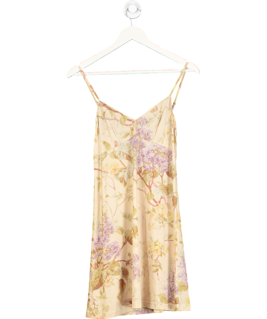 Zimmermann Beige Sabotage Tiered Lace Silk Mini Dress UK S