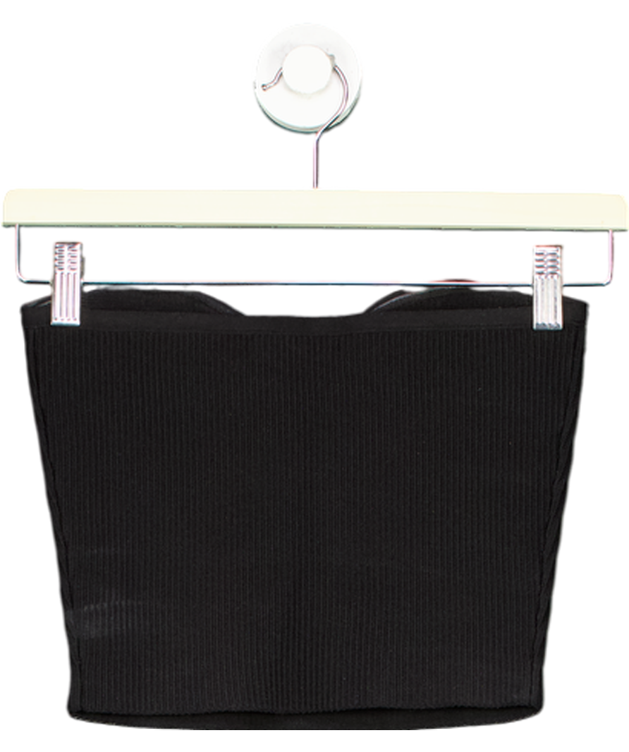 Babaton Black Sculpt Knit Sweetheart Bandeau Top UK S