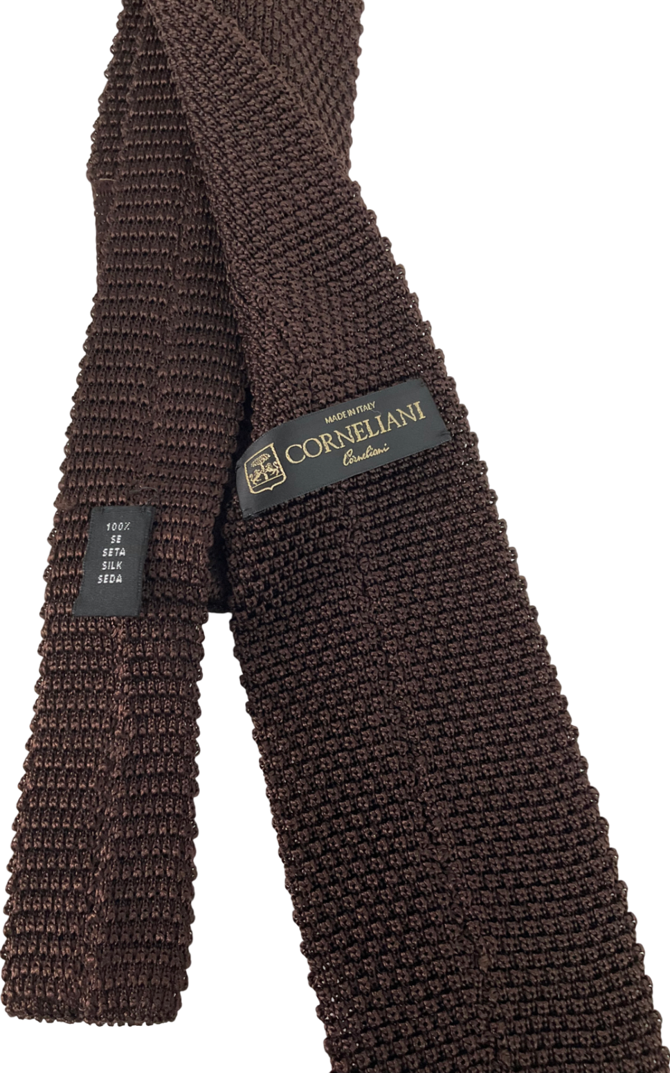 corneliani Brown Knit Silk Tie