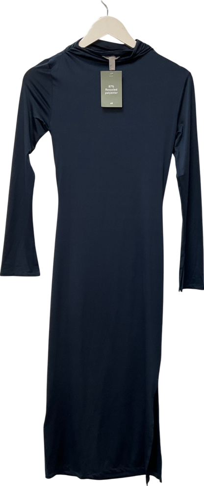 H&M Blue Draped Jersey Dress UK S