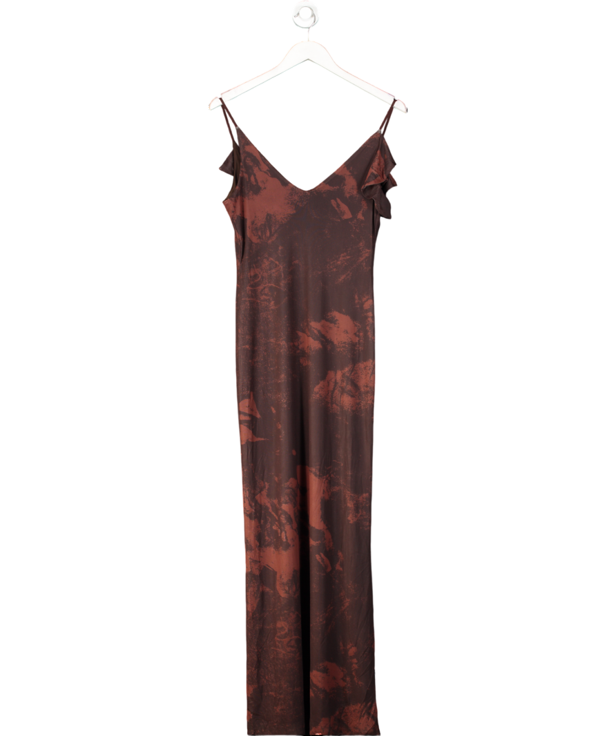 ASOS Mesh Cami Maxi Dress With Cross Back In Purple Floral UK 8