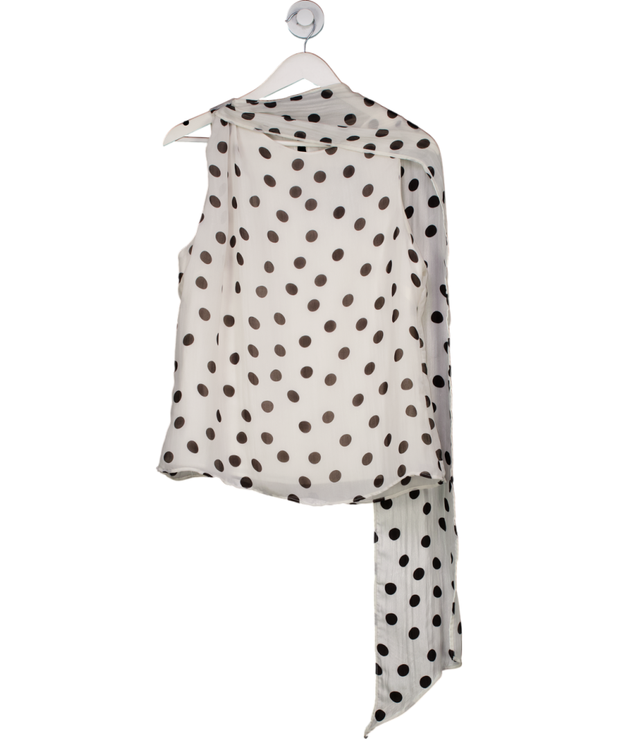 MANGO White Polka Dot Wrap Neck Blouse UK L