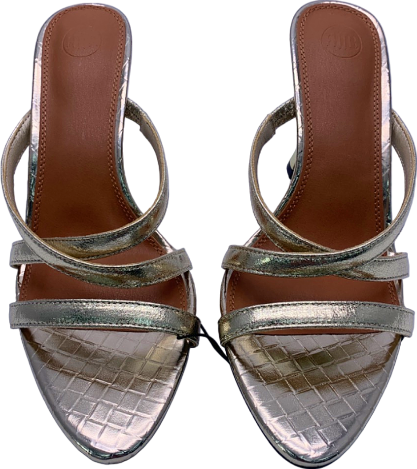 River Island Gold strappy flare heeled mule sandals UK 7