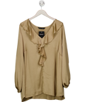 Evans Metallic Curve Gold Satin Ruffle Neck Blouse UK 24
