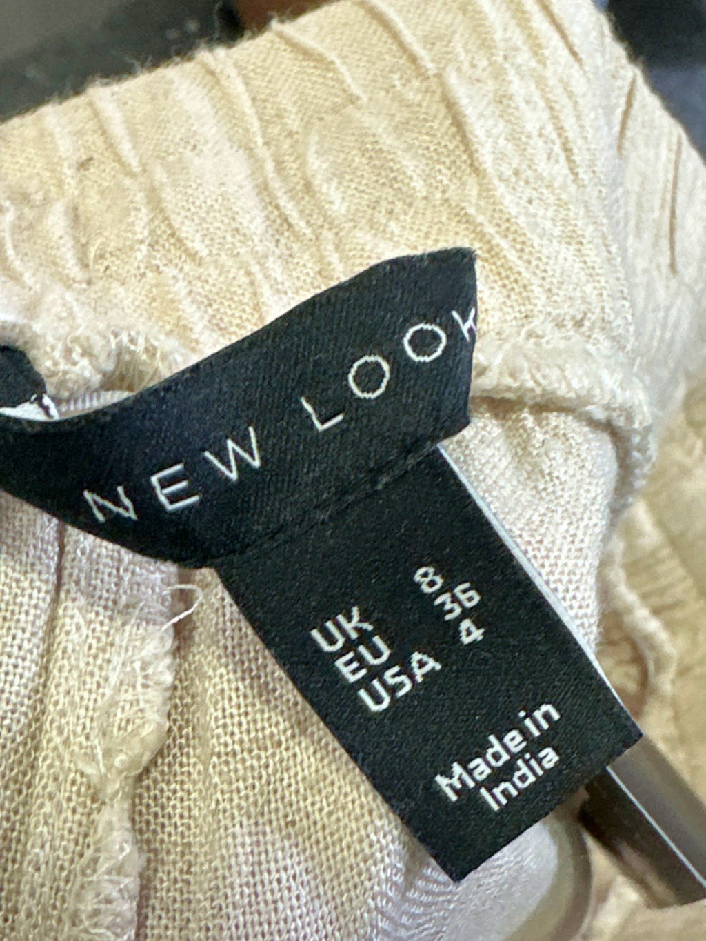 New Look Beige Leila Linen Wide Trousers UK 8