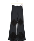 Acne Studios Black Crochet Trimmed Cotton Flare Trousers UK XS