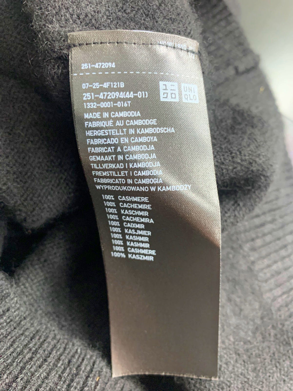 Uniqlo Black Cashmere Sleeveless Sweater UK XL