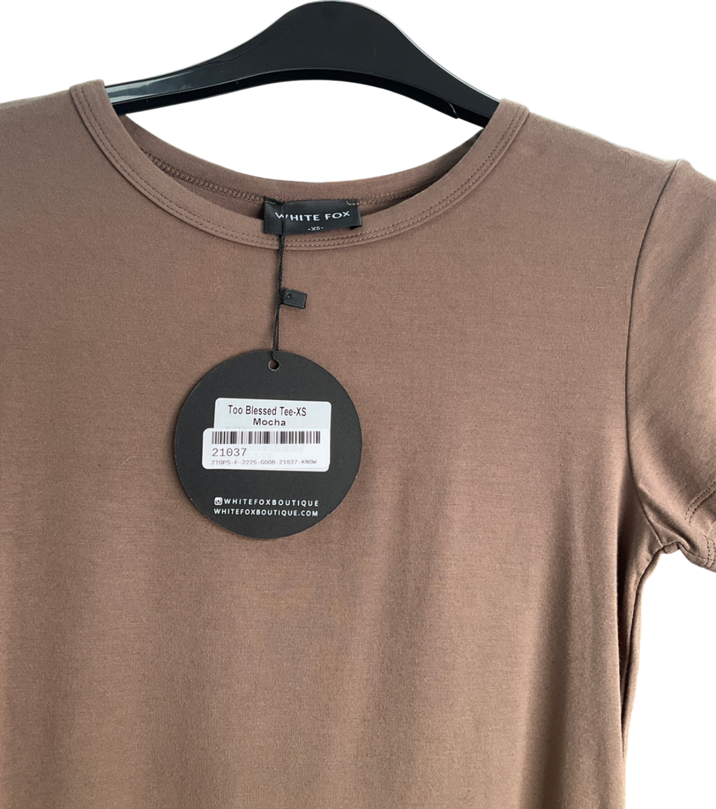 White Fox Brown Too Blessed T-shirt UK XS