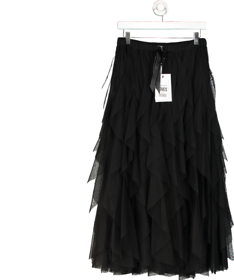 Eleven Loves Black Iris Tulle Maxi Skirt UK M/L