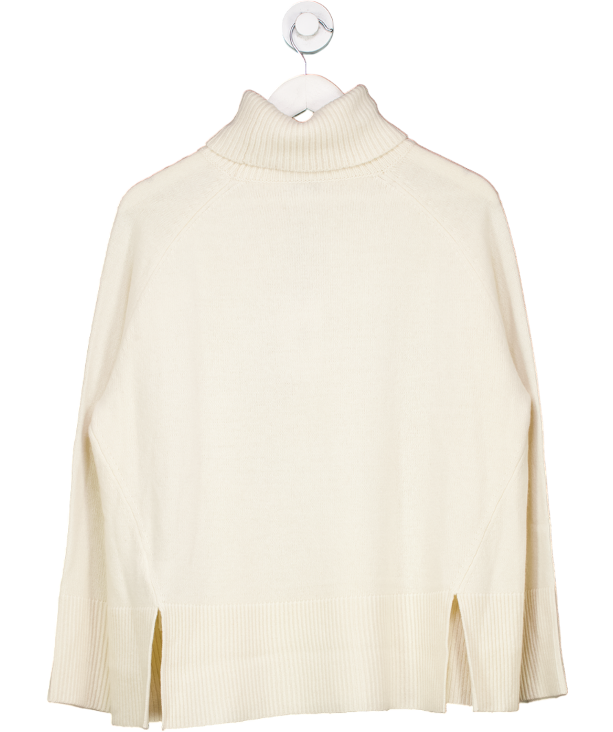 REISS Cream Relaxed Wool-cashmere Blend Roll Neck Jumper UK M